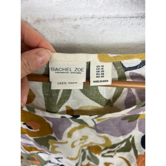 Rachel Zoe Women's Floral Print Round Neck T-Shirt Short Sleeve Multicolor SZ 1X - Picture 3 of 4